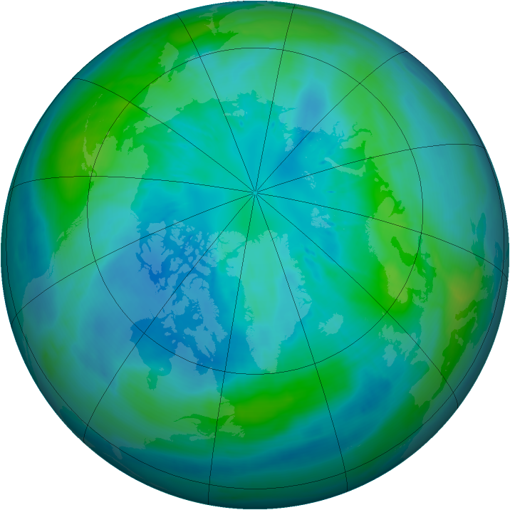 Arctic ozone map for 05 October 2008